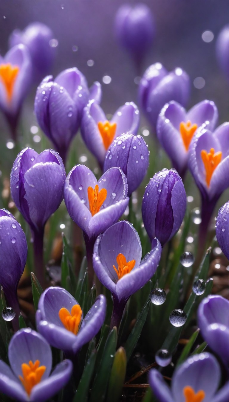 Purple crocuses after rain Purple crocuses after rain