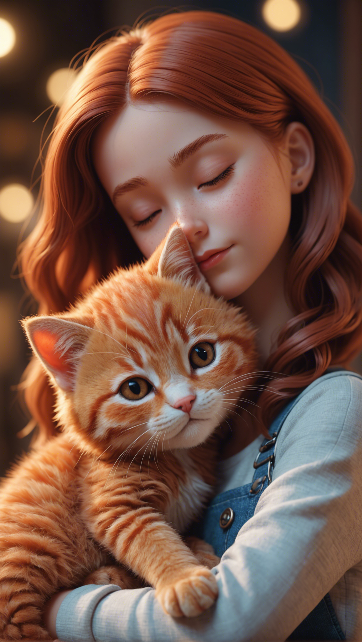 Girl holding orange kitten Girl holding orange kitten