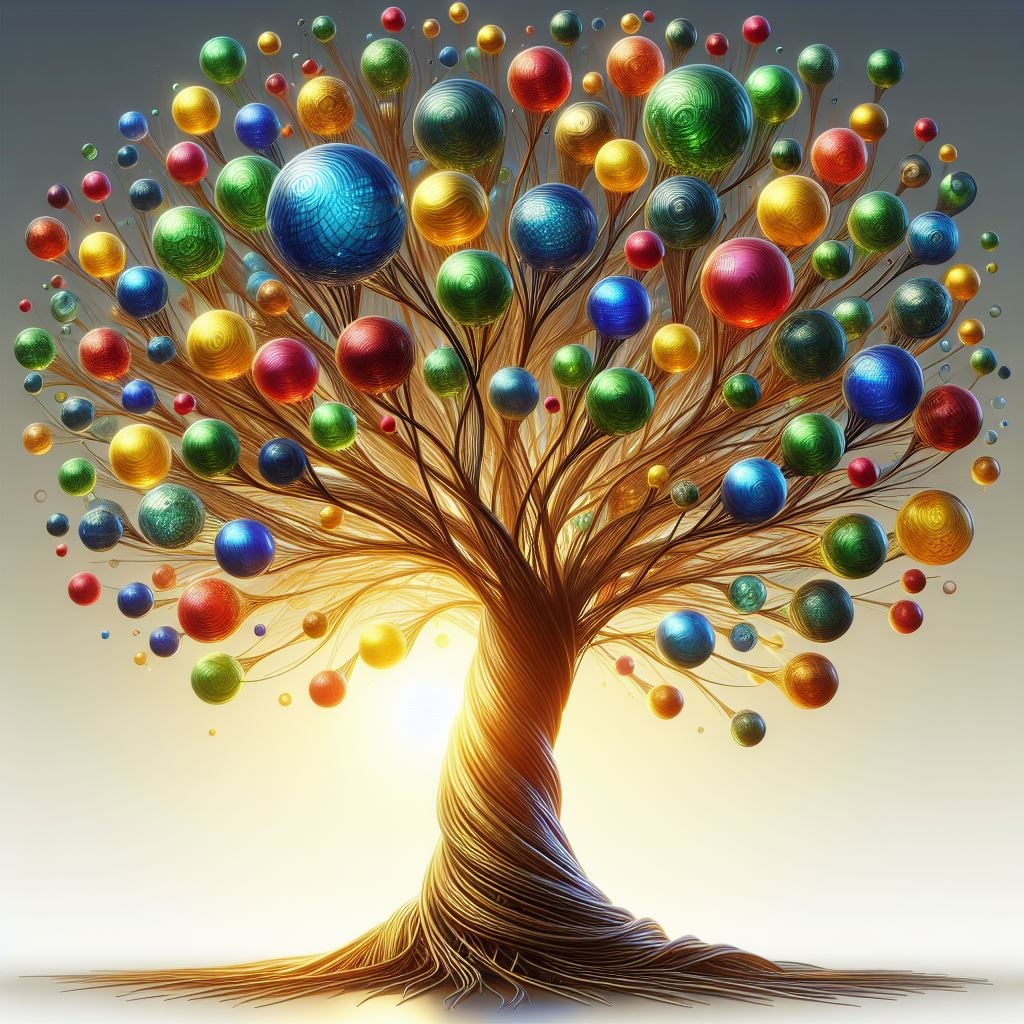 Colorful orb tree artwork Colorful orb tree artwork