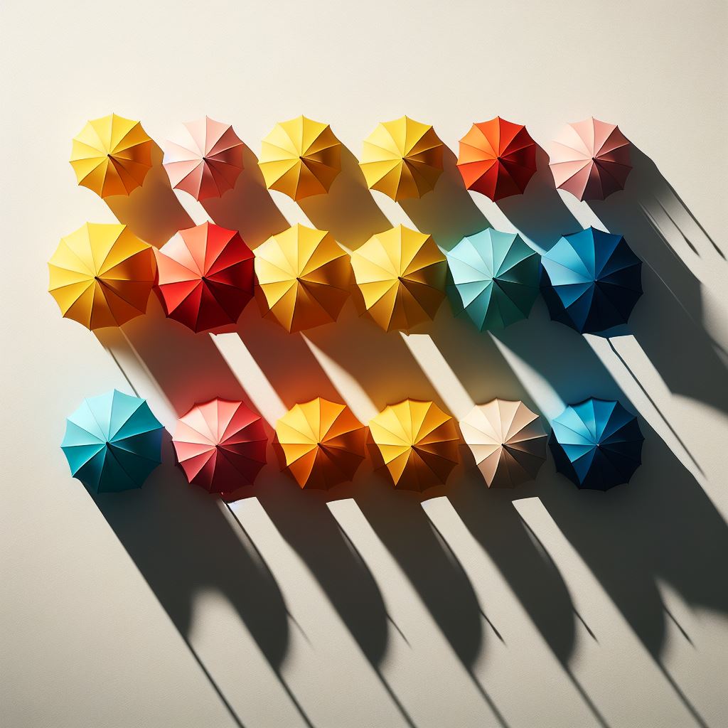 Colorful umbrellas in a row Colorful umbrellas in a row