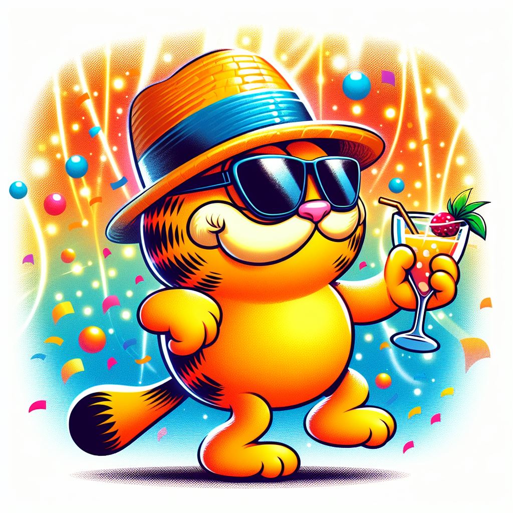Garfield enjoys summer cocktail Garfield enjoys summer cocktail