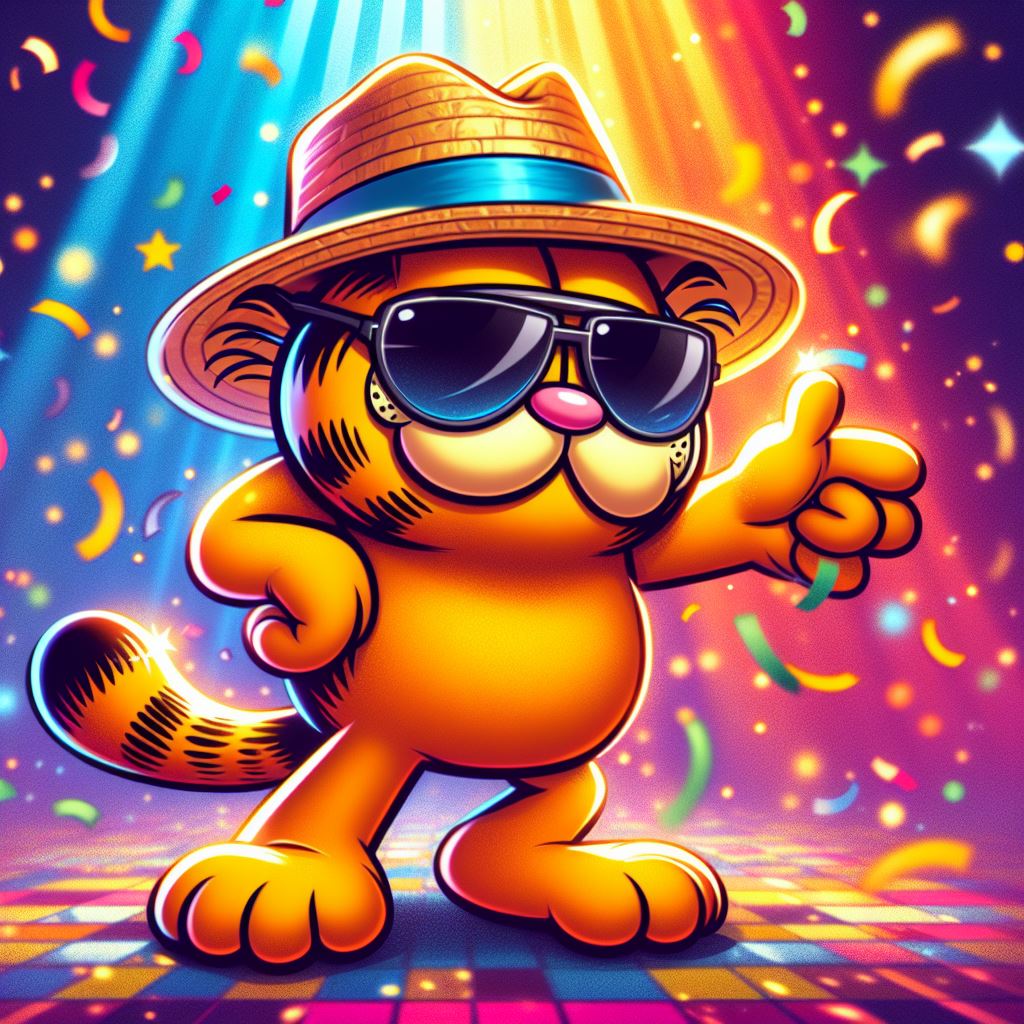 Garfield dancing in a nightclub Garfield dancing in a nightclub