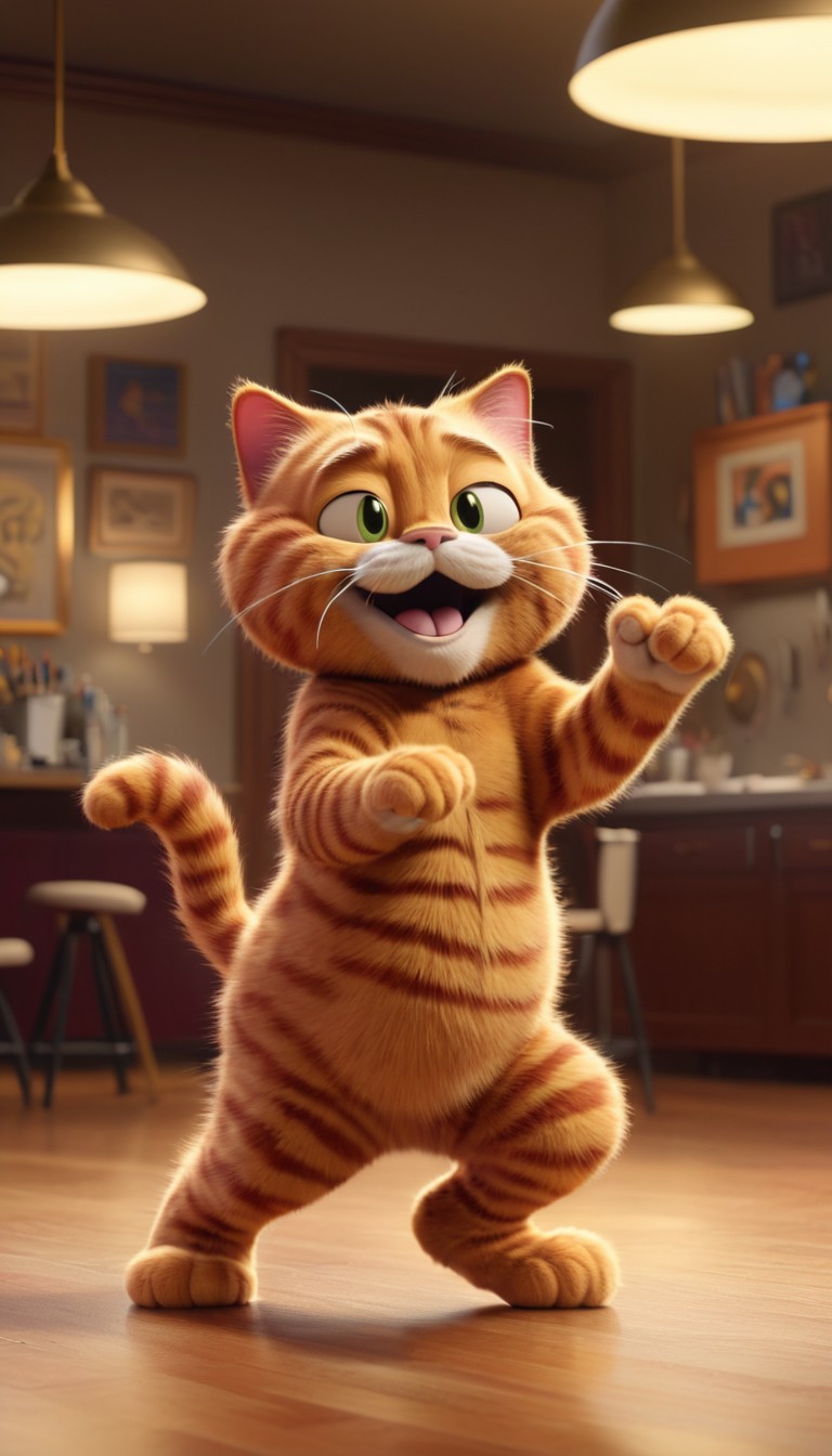 Animated cat dancing in a room Animated cat dancing in a room