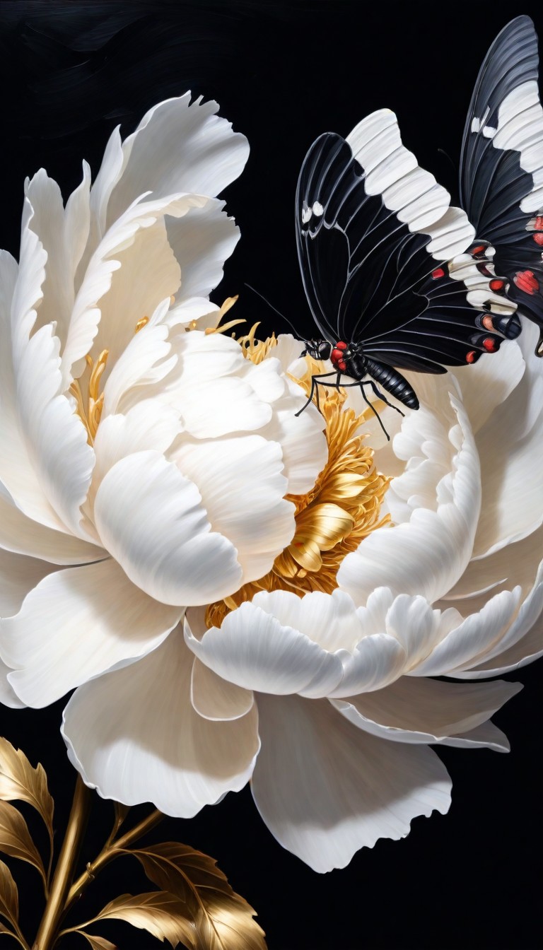 Butterfly on white peony Butterfly on white peony