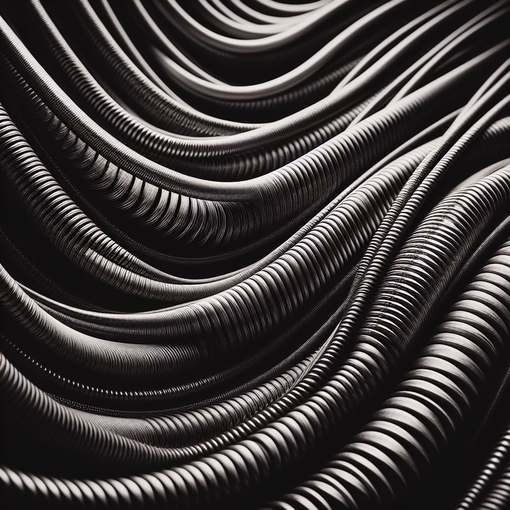 Black corrugated tubes abstract pattern Black corrugated tubes abstract pattern
