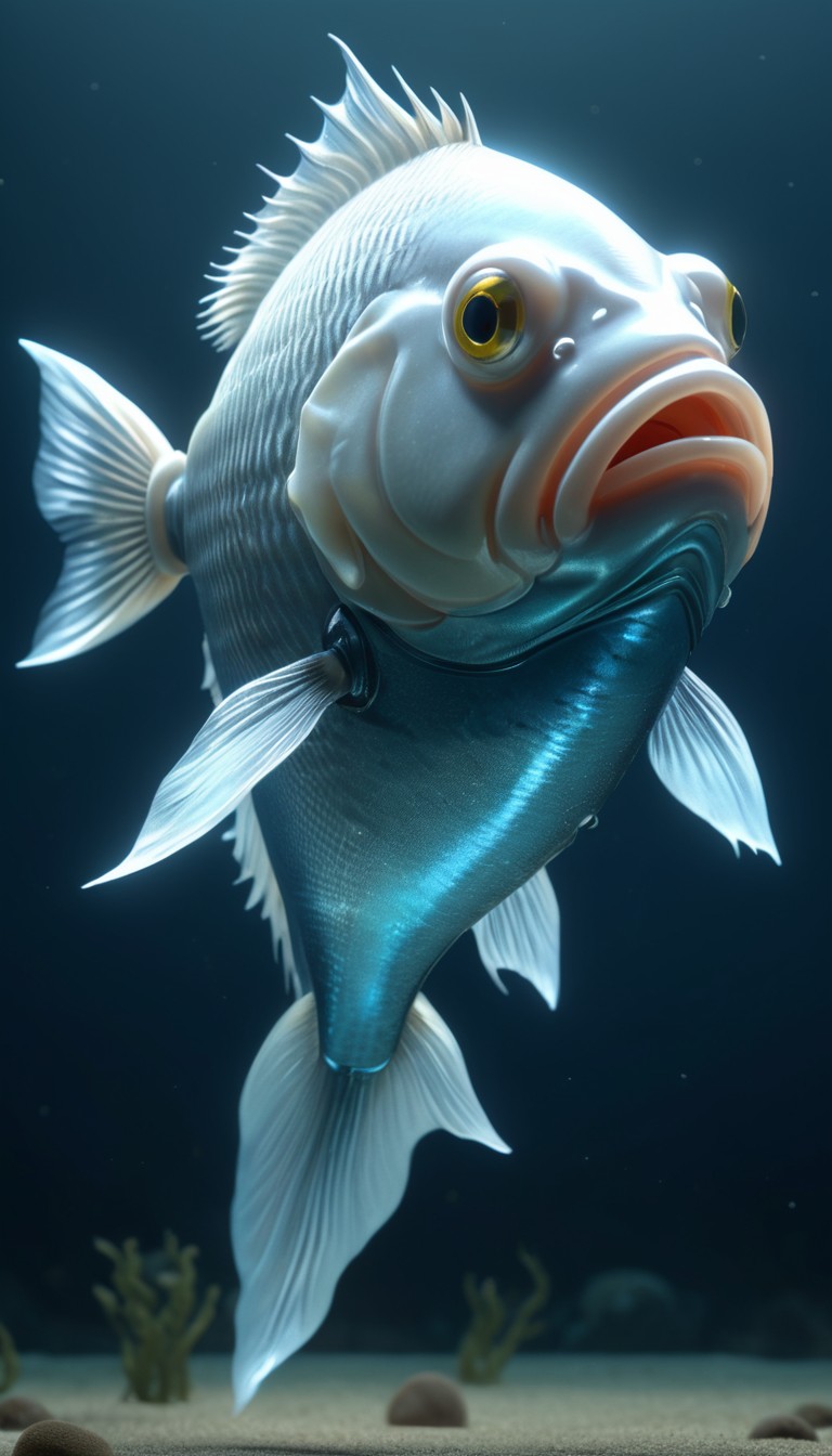 White fish swimming in aquarium White fish swimming in aquarium