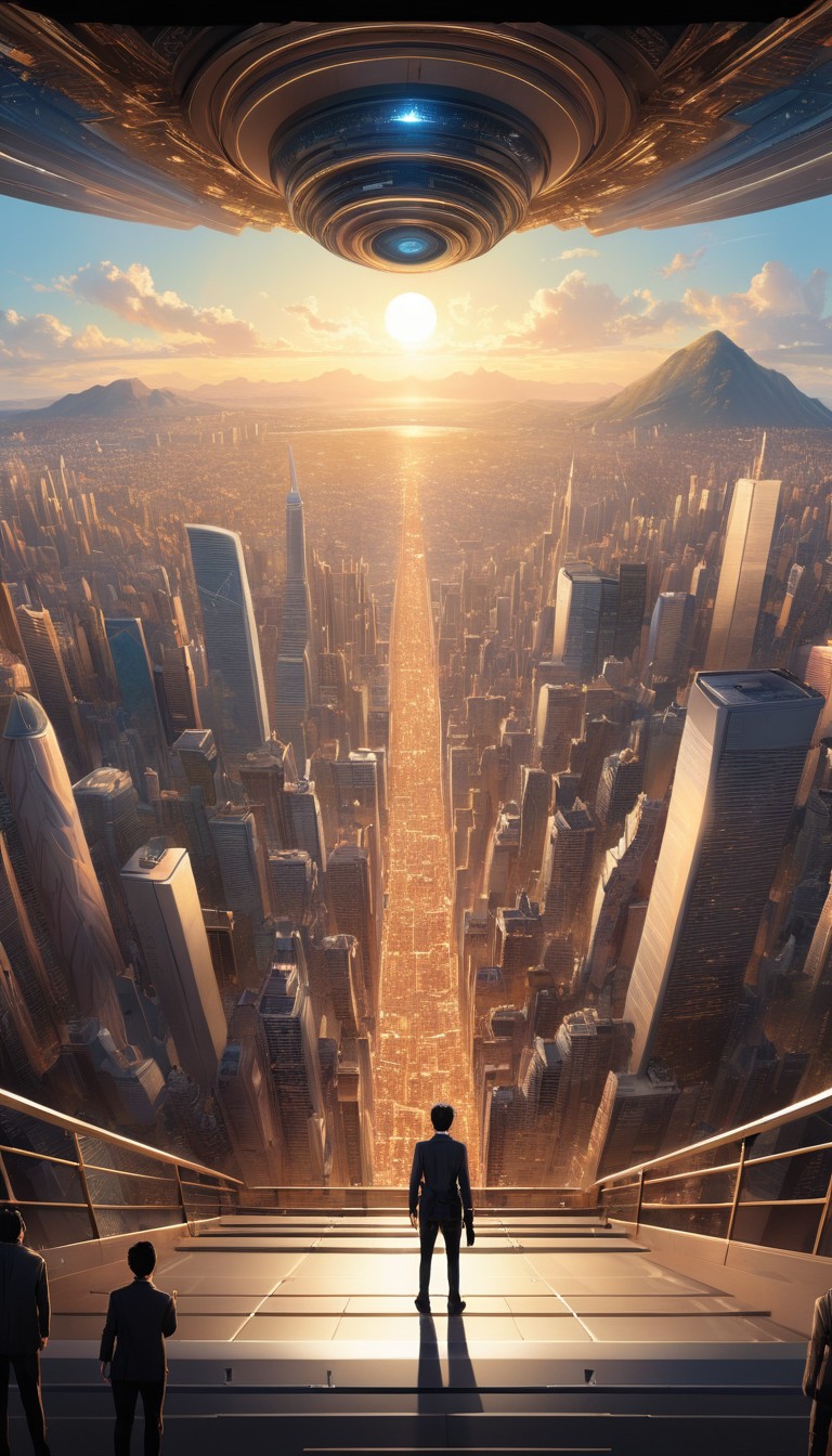 Futuristic cityscape at sunset Futuristic cityscape at sunset