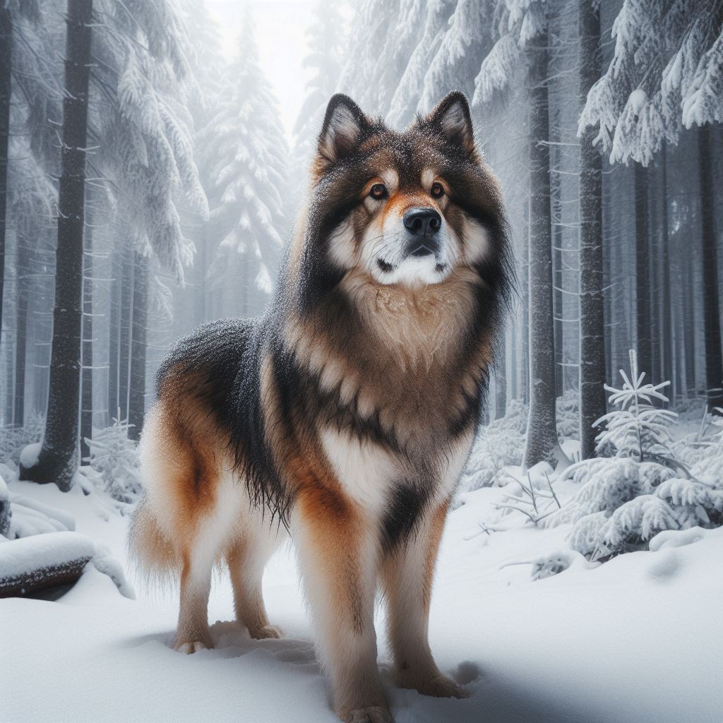 Wolf standing in snowy forest Wolf standing in snowy forest