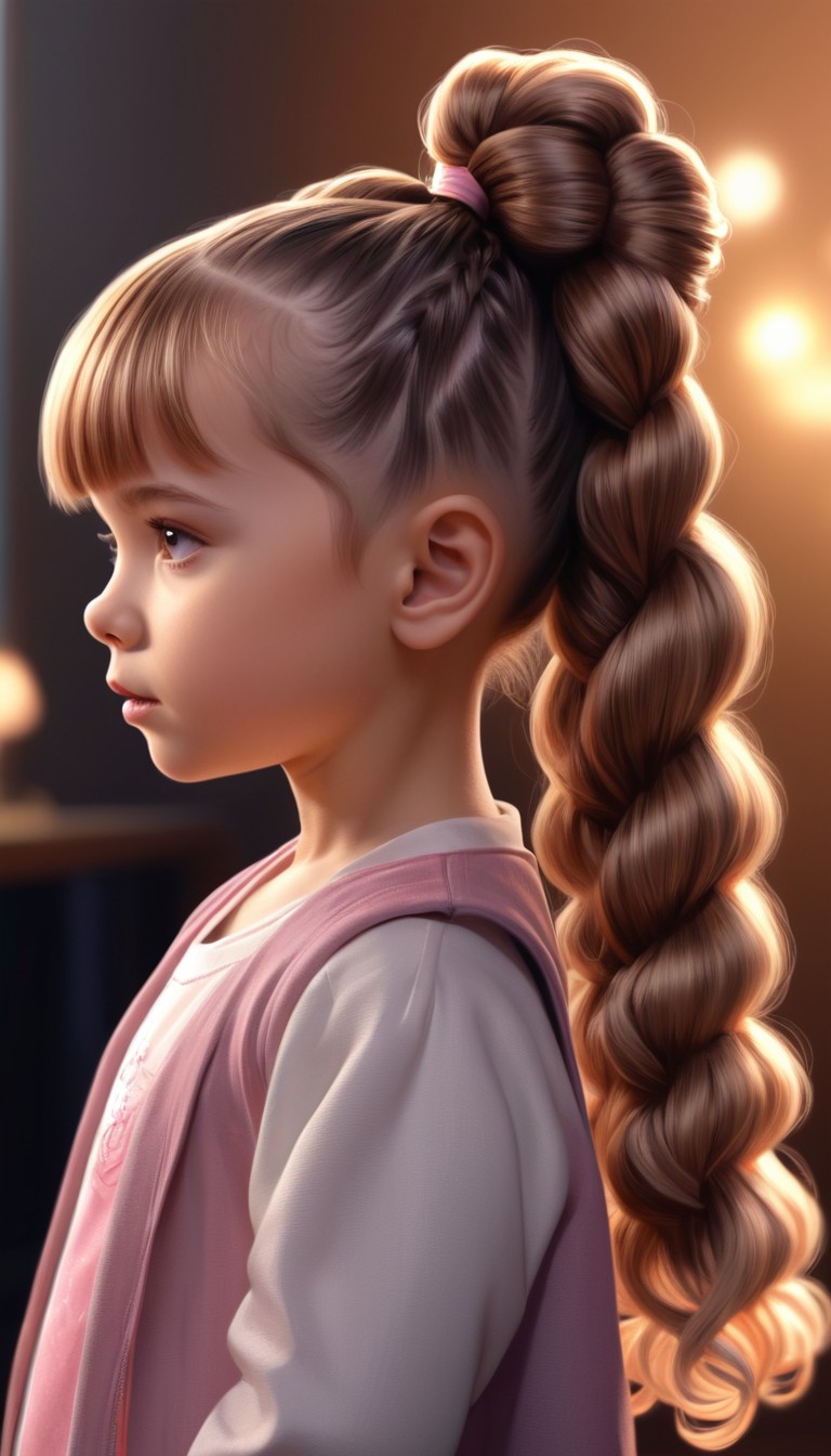 Girl with braided ponytail Girl with braided ponytail