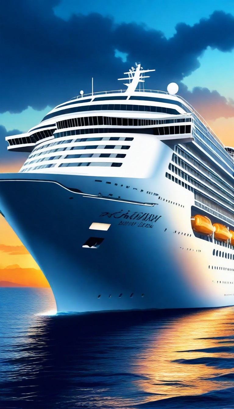Cruise ship at sunset Cruise ship at sunset