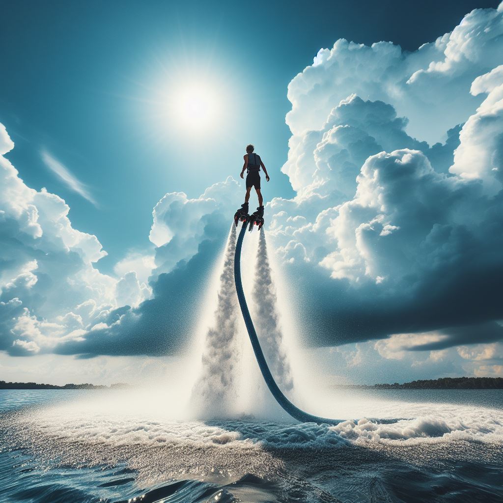 Flyboarding on a sunny day Flyboarding on a sunny day