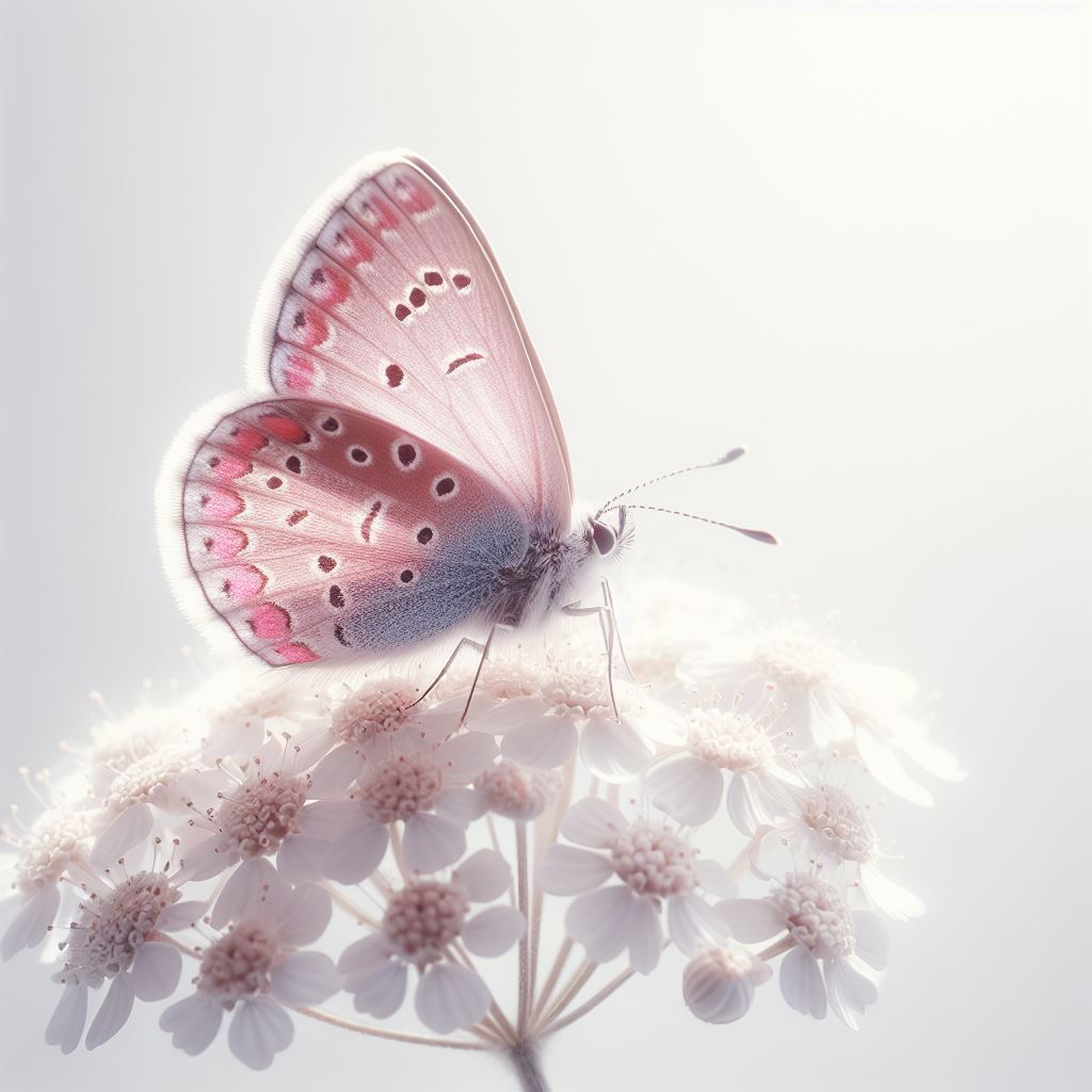Pink butterfly on white flowers Pink butterfly on white flowers