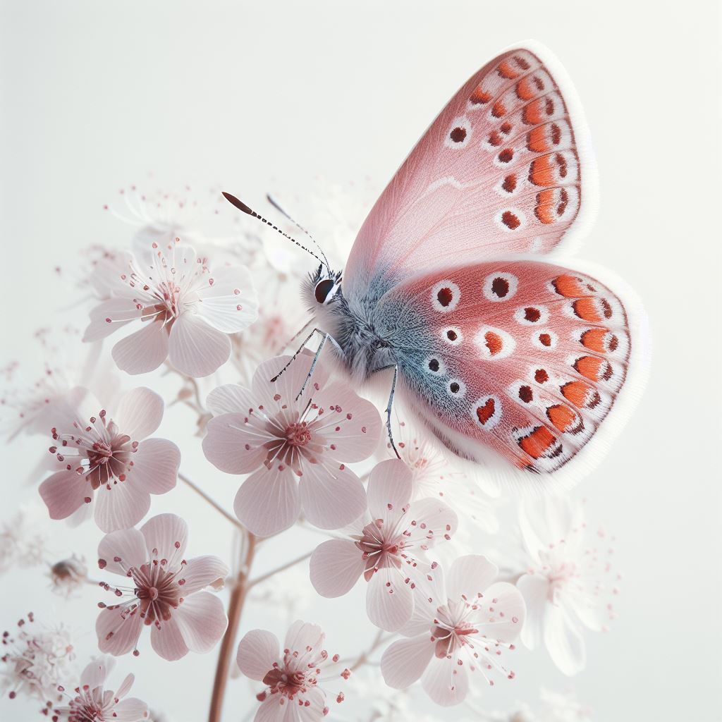 Pink butterfly on blossoms Pink butterfly on blossoms
