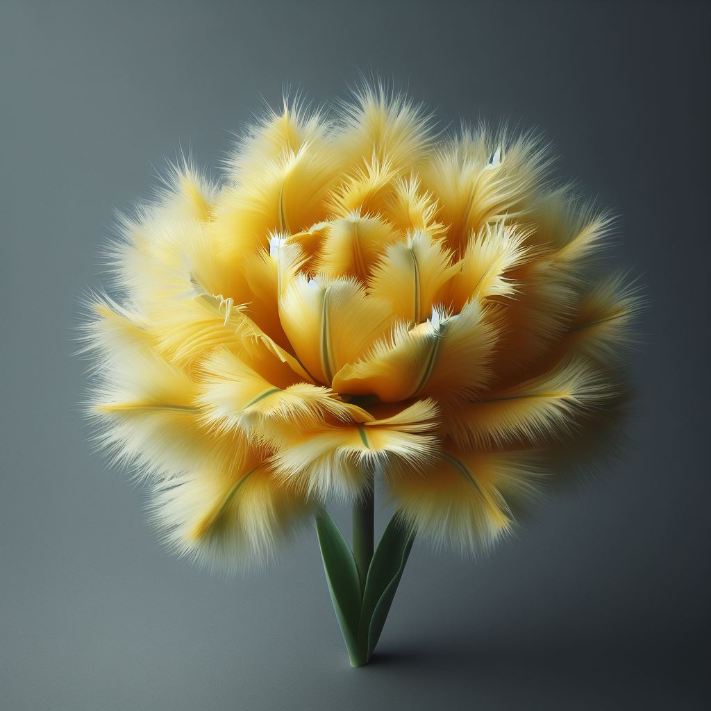 Yellow feather flower on gray background Yellow feather flower on gray background