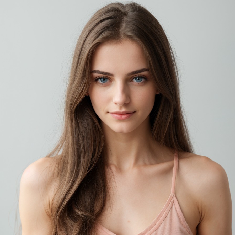 Woman with long brown hair Woman with long brown hair