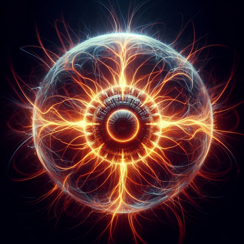 Glowing orb with energy lines Glowing orb with energy lines