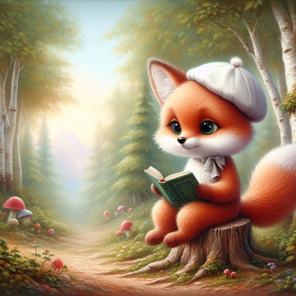 Fox reading in the woods Fox reading in the woods