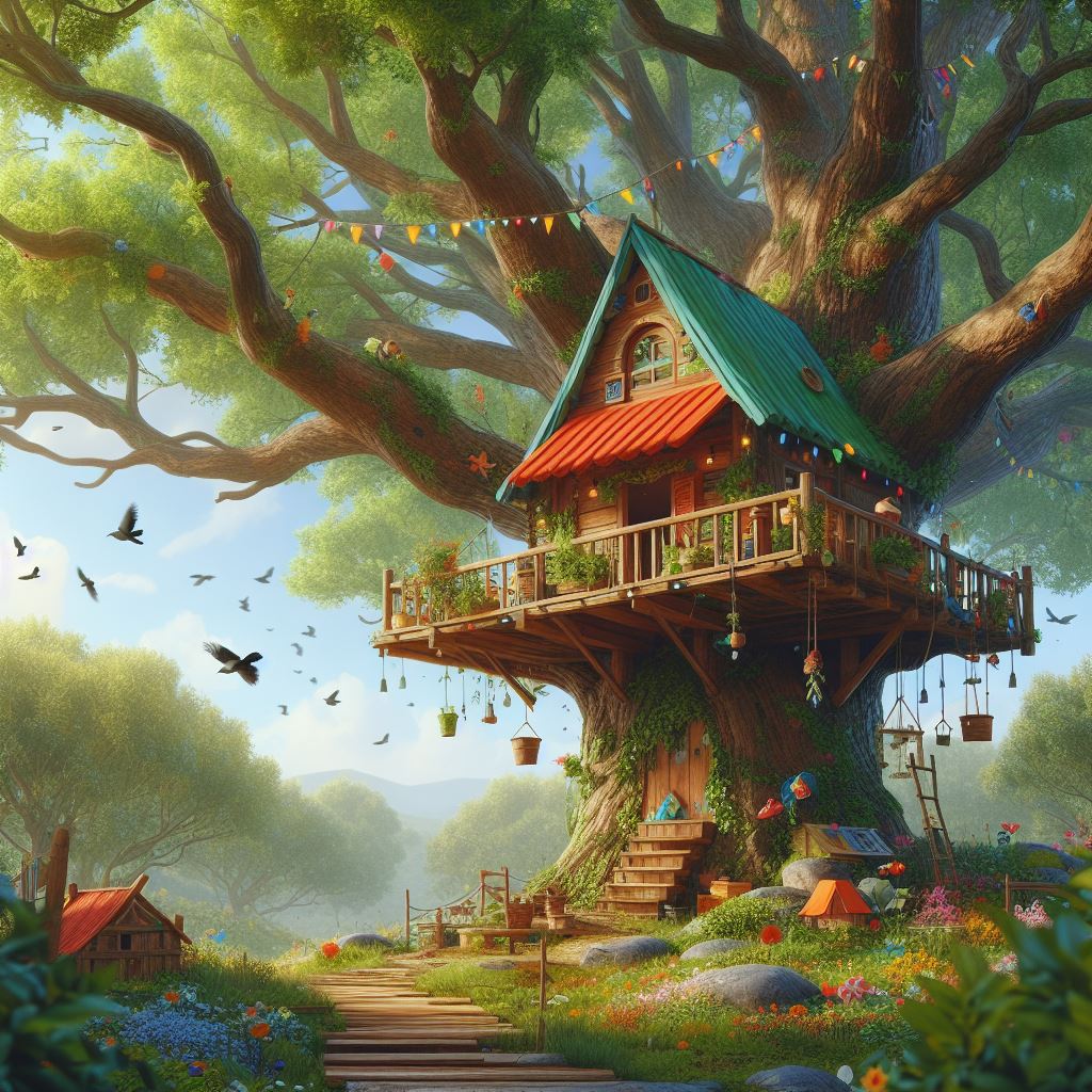 Treehouse home in the forest Treehouse home in the forest