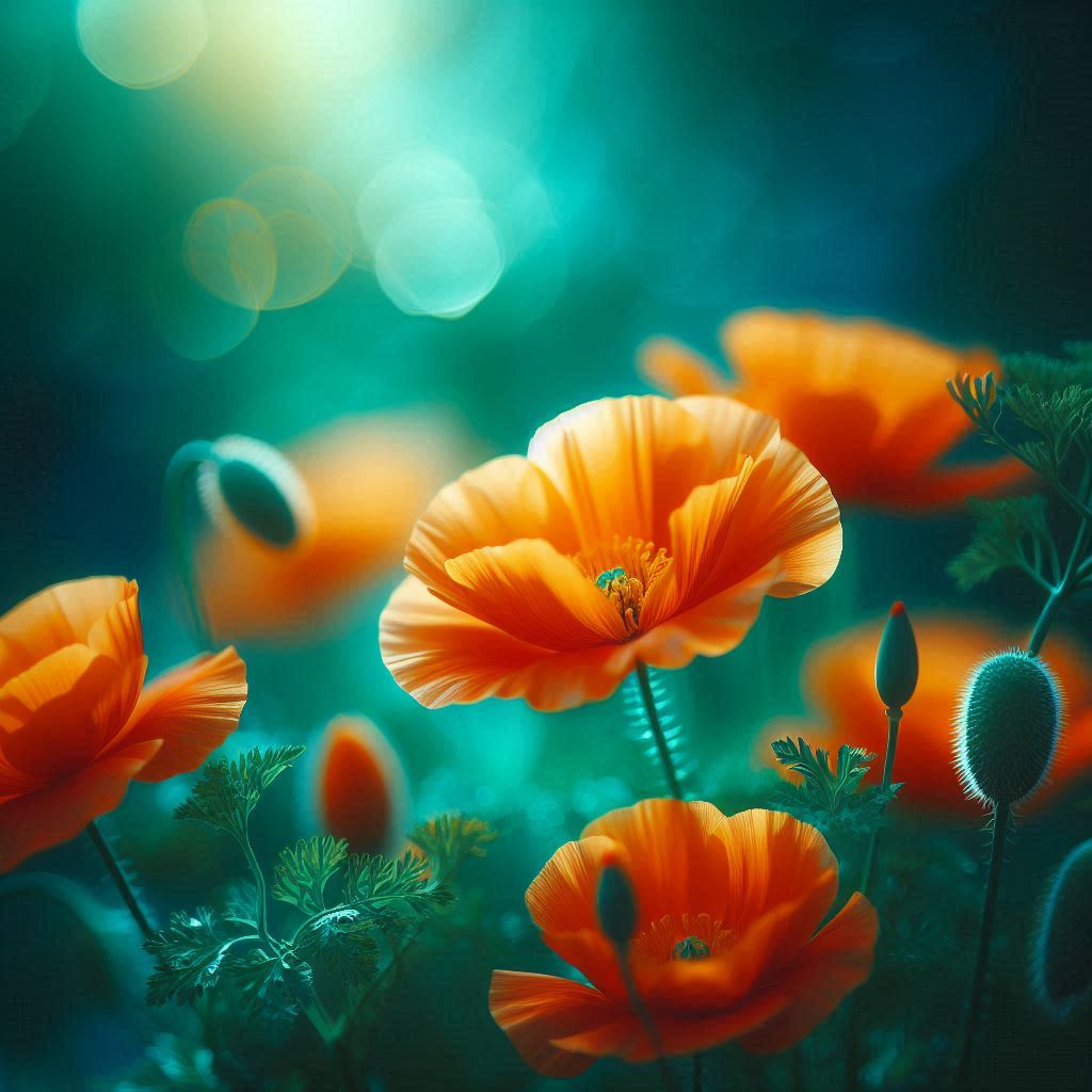 Orange poppies in a green field Orange poppies in a green field