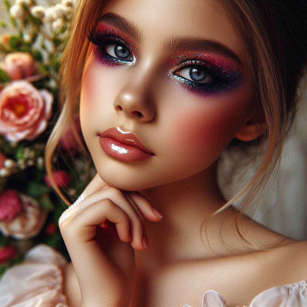 Woman with bold makeup close up Woman with bold makeup close up