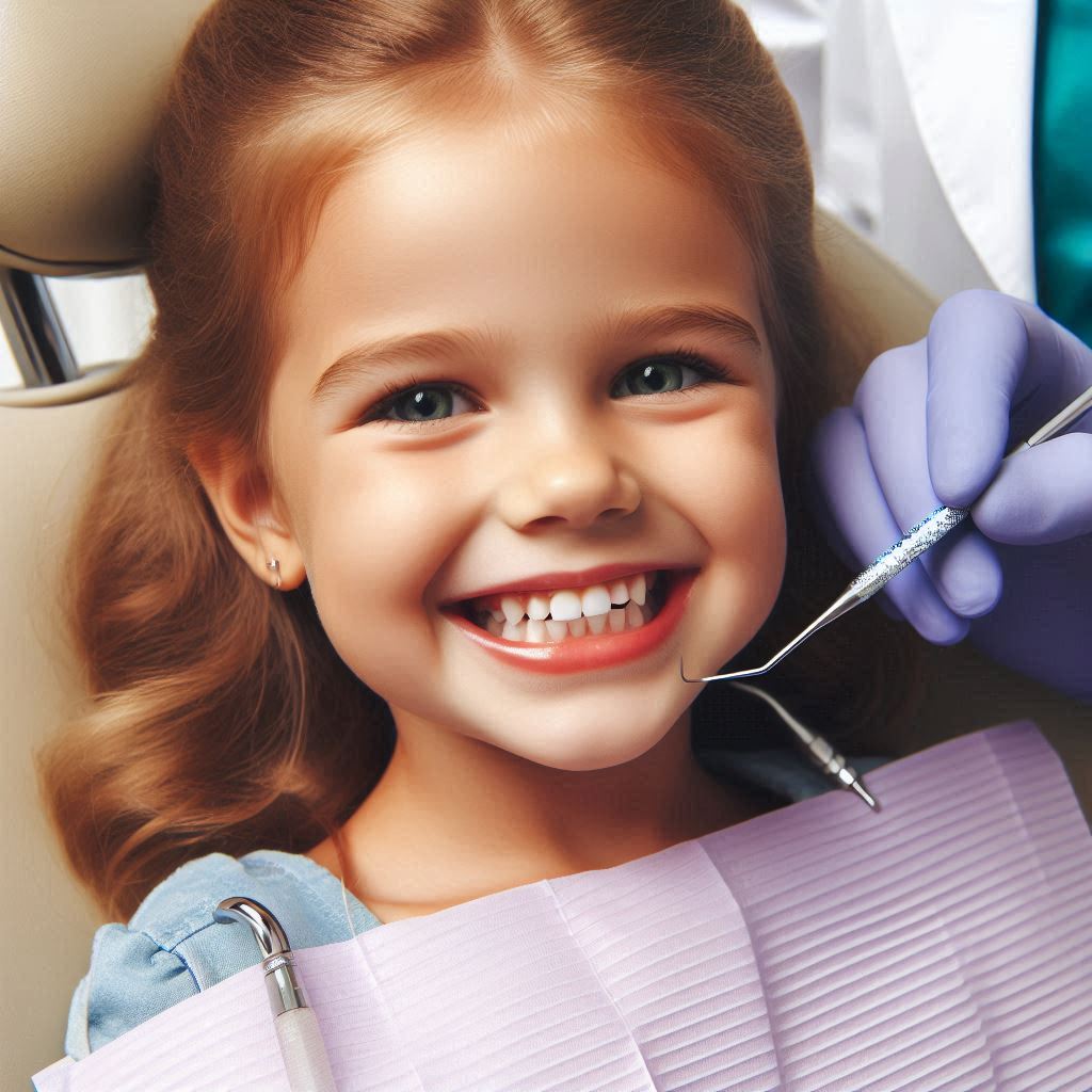 Happy girl at dentist appointment Happy girl at dentist appointment