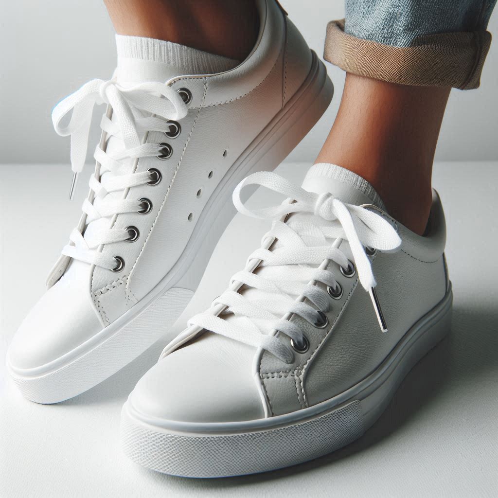 White sneakers on a white background White sneakers on a white background