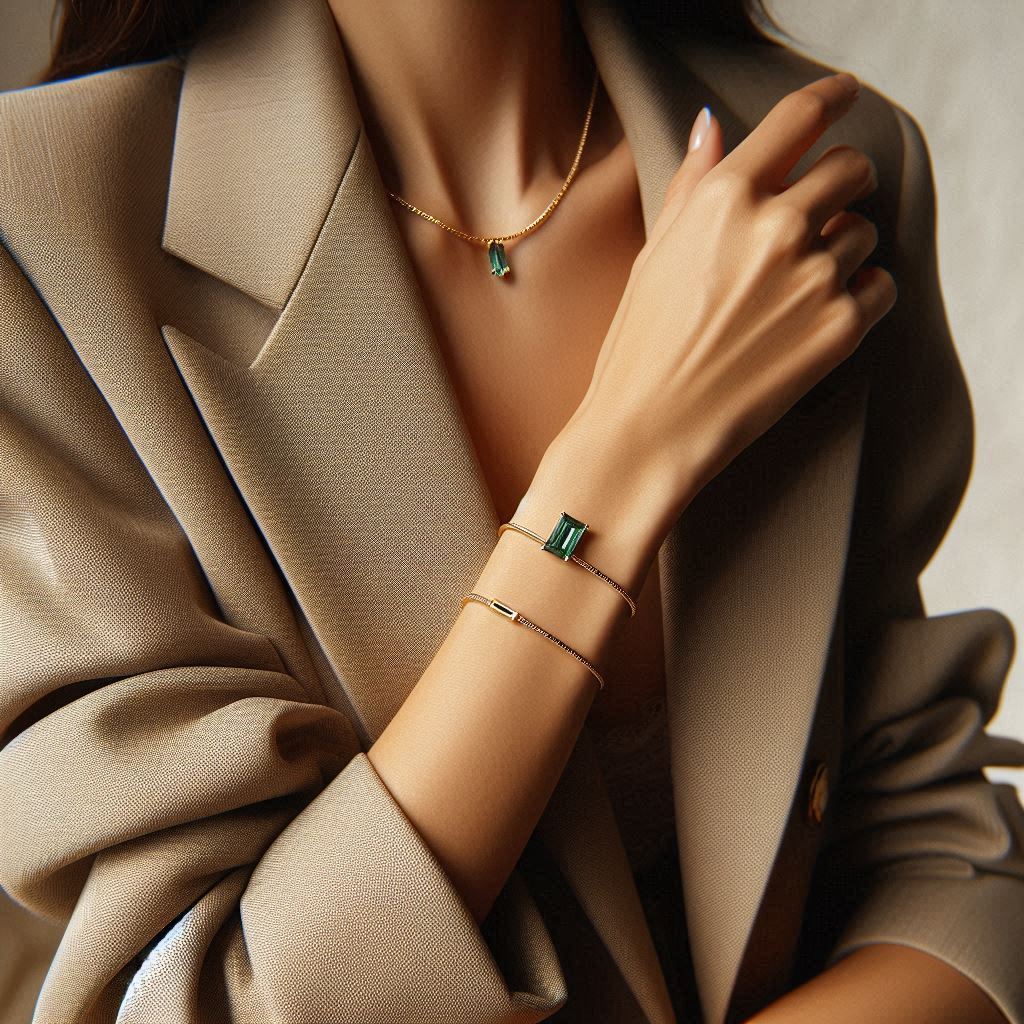 Woman wearing gold jewelry Woman wearing gold jewelry