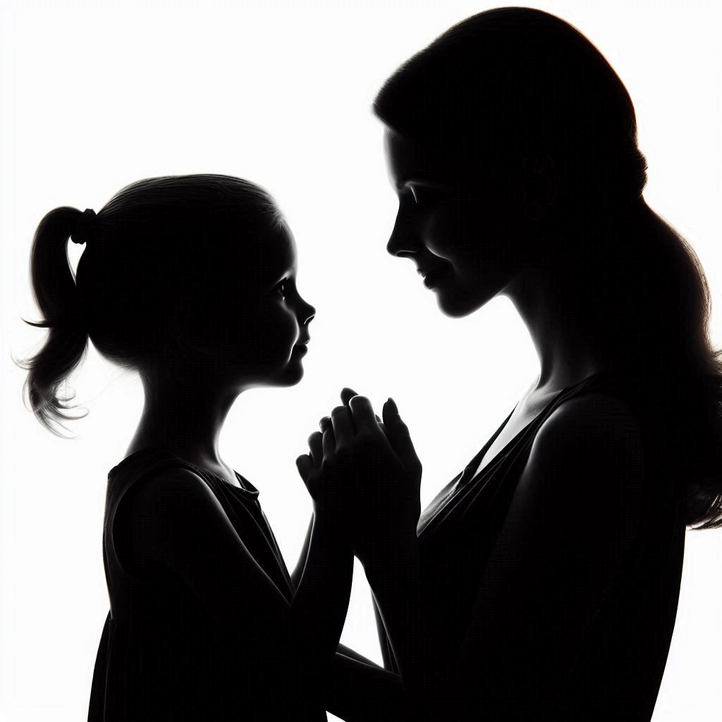 Mother and daughter silhouette Mother and daughter silhouette