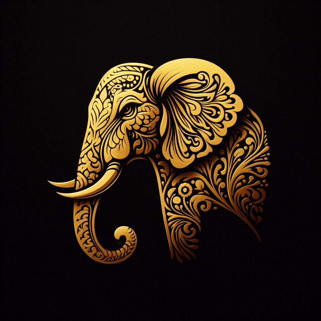 Ornate golden elephant illustration Ornate golden elephant illustration