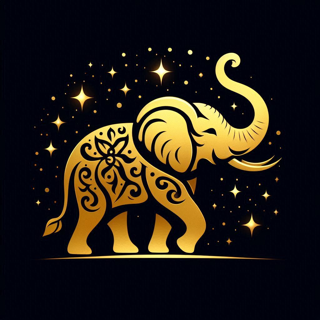 Golden ornate elephant illustration Golden ornate elephant illustration