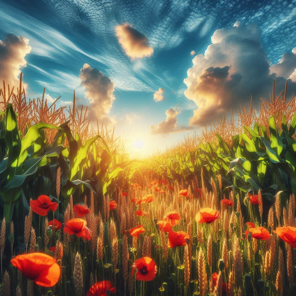 Sunset over a field of poppies Sunset over a field of poppies