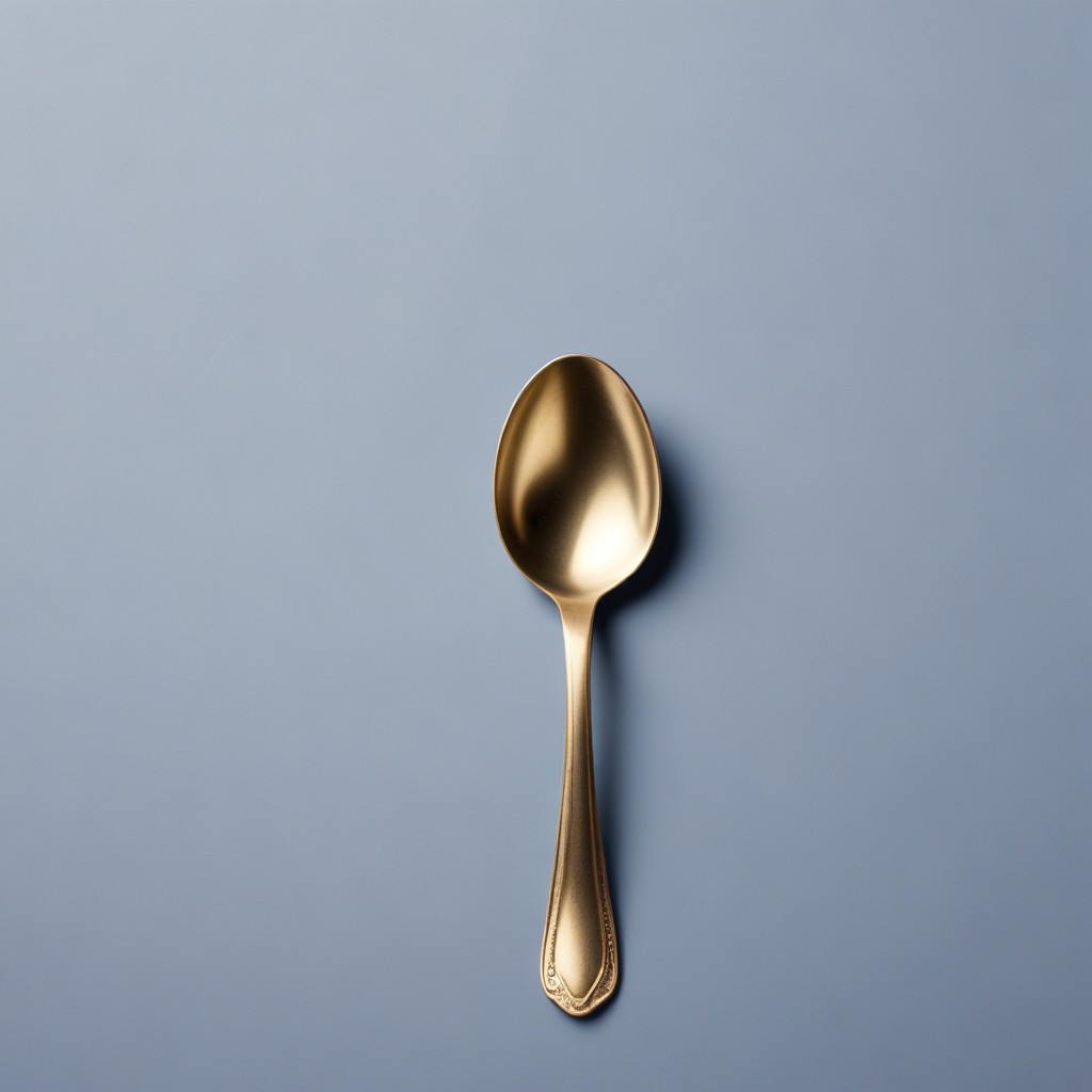 Gold spoon on blue background Gold spoon on blue background