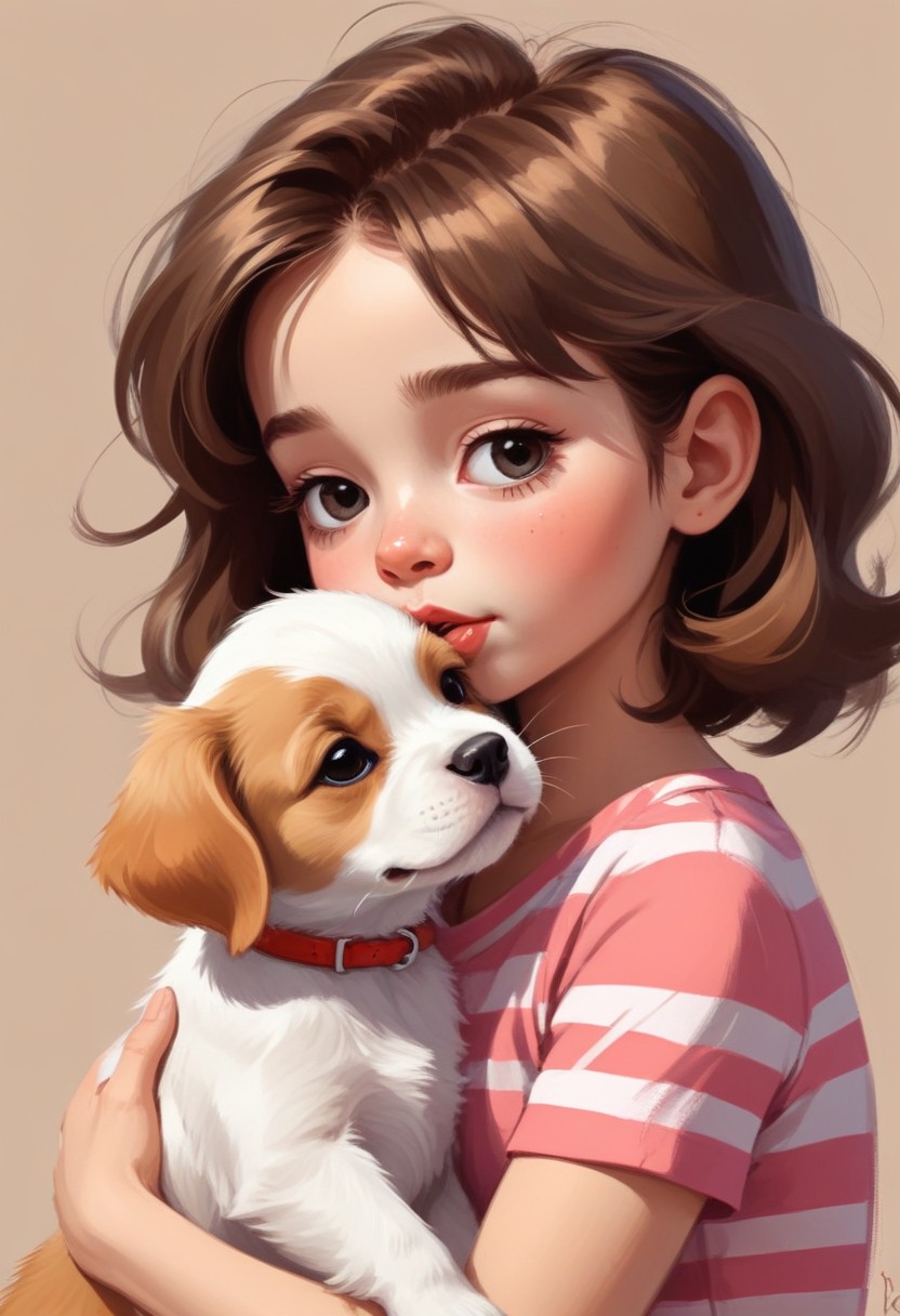 Girl holding puppy Girl holding puppy