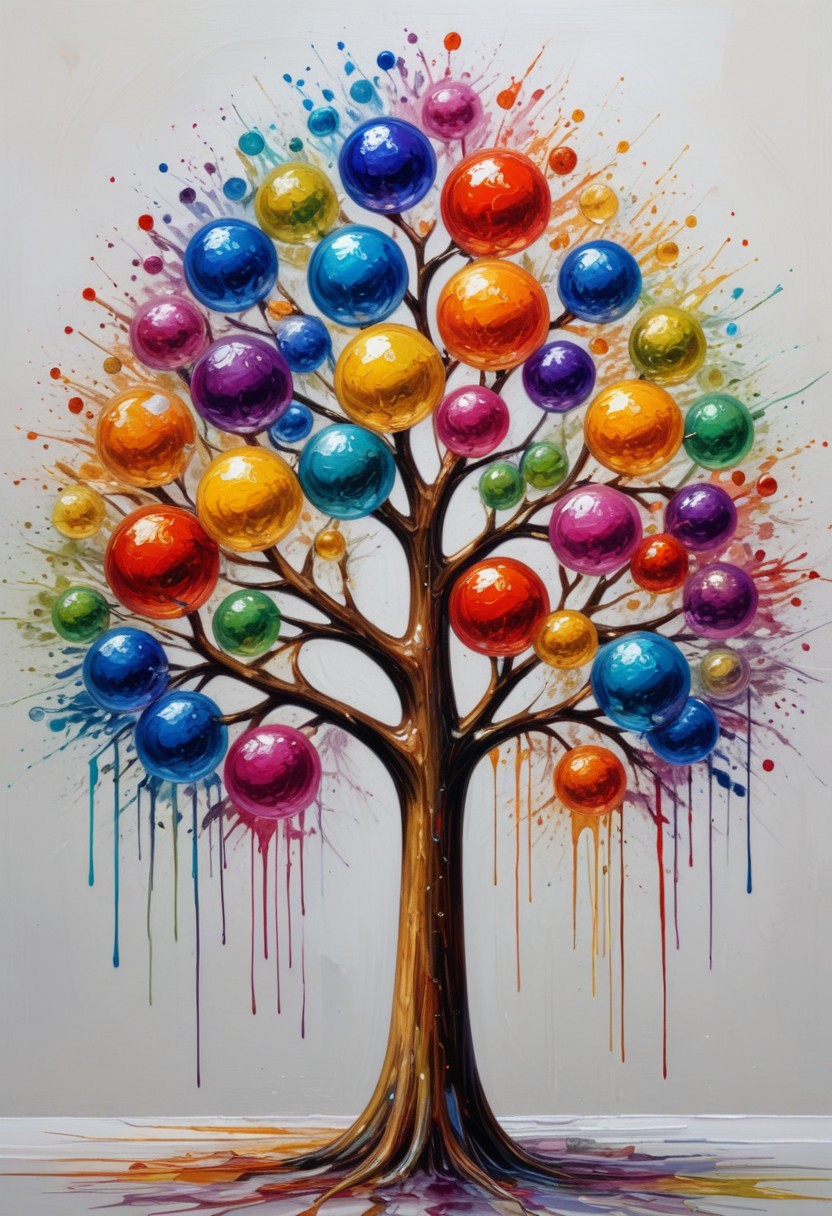 Colorful sphere tree painting Colorful sphere tree painting