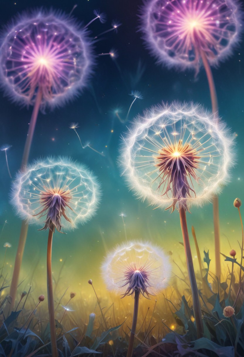 Dandelion wishes in twilight Dandelion wishes in twilight