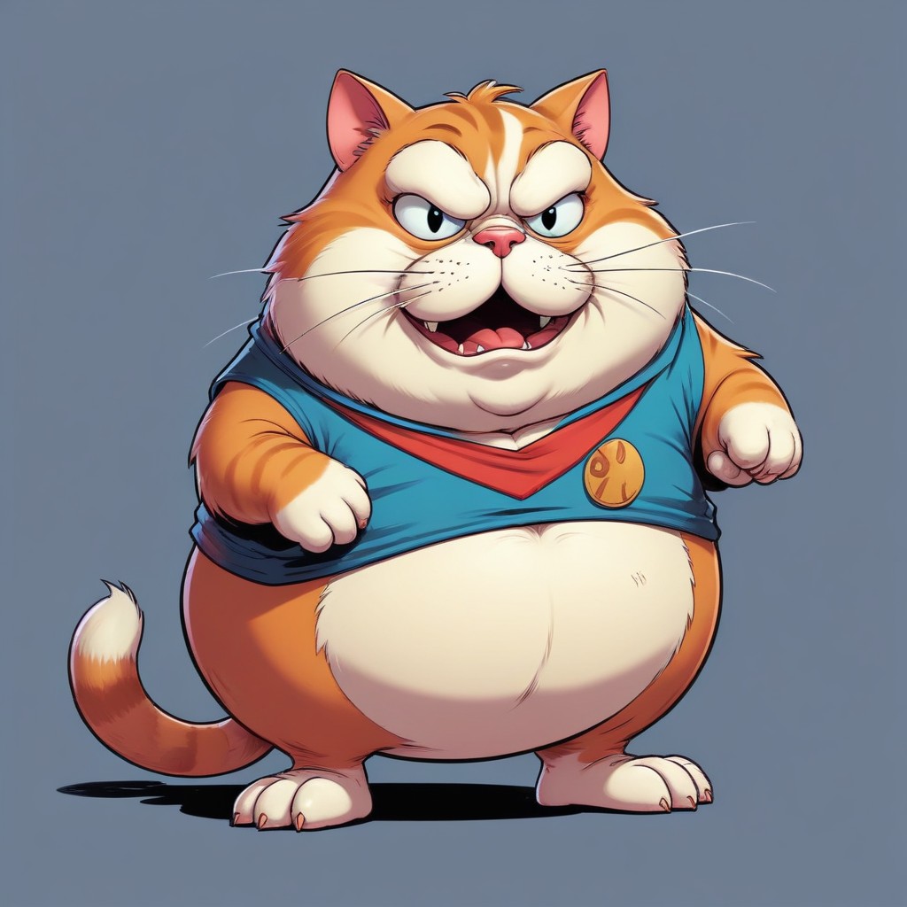 Cartoon orange cat in blue shirt Cartoon orange cat in blue shirt