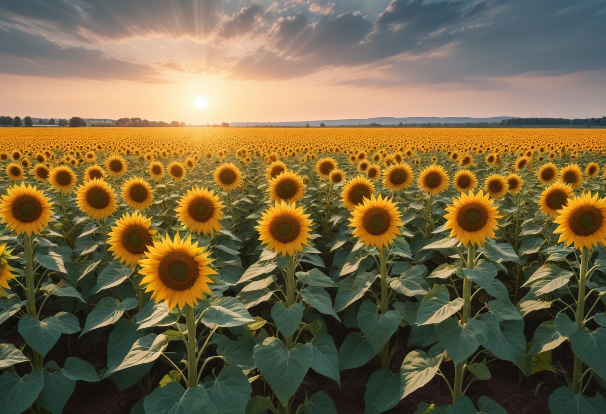 Sunflower field at sunset Sunflower field at sunset