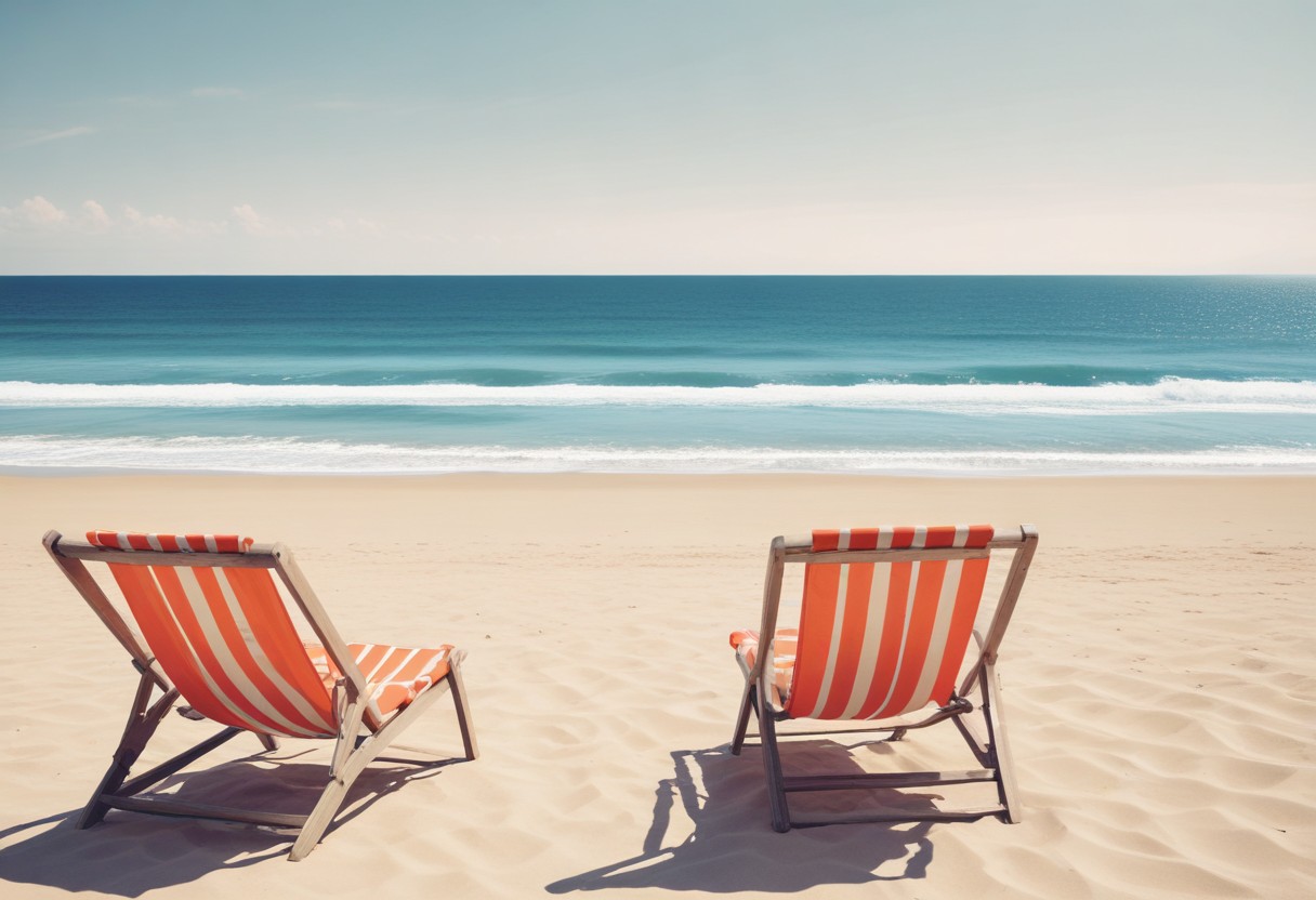 Two beach chairs facing the ocean Two beach chairs facing the ocean