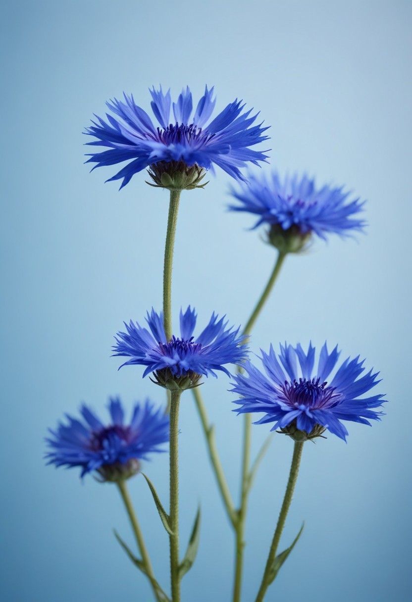 Blue cornflowers on blue background Blue cornflowers on blue background