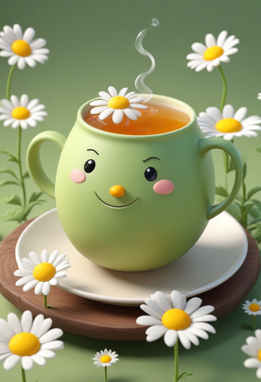Smiling teacup with daisies Smiling teacup with daisies