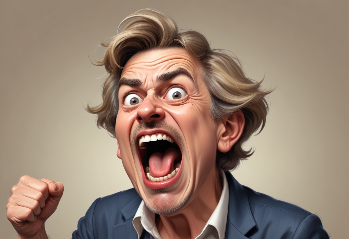 Man shouting with fist raised Man shouting with fist raised