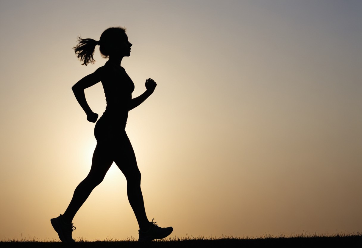 Woman running at sunset Woman running at sunset