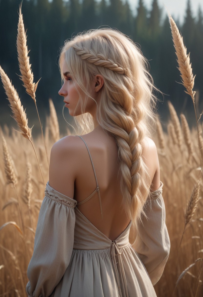 Blonde woman in a field Blonde woman in a field