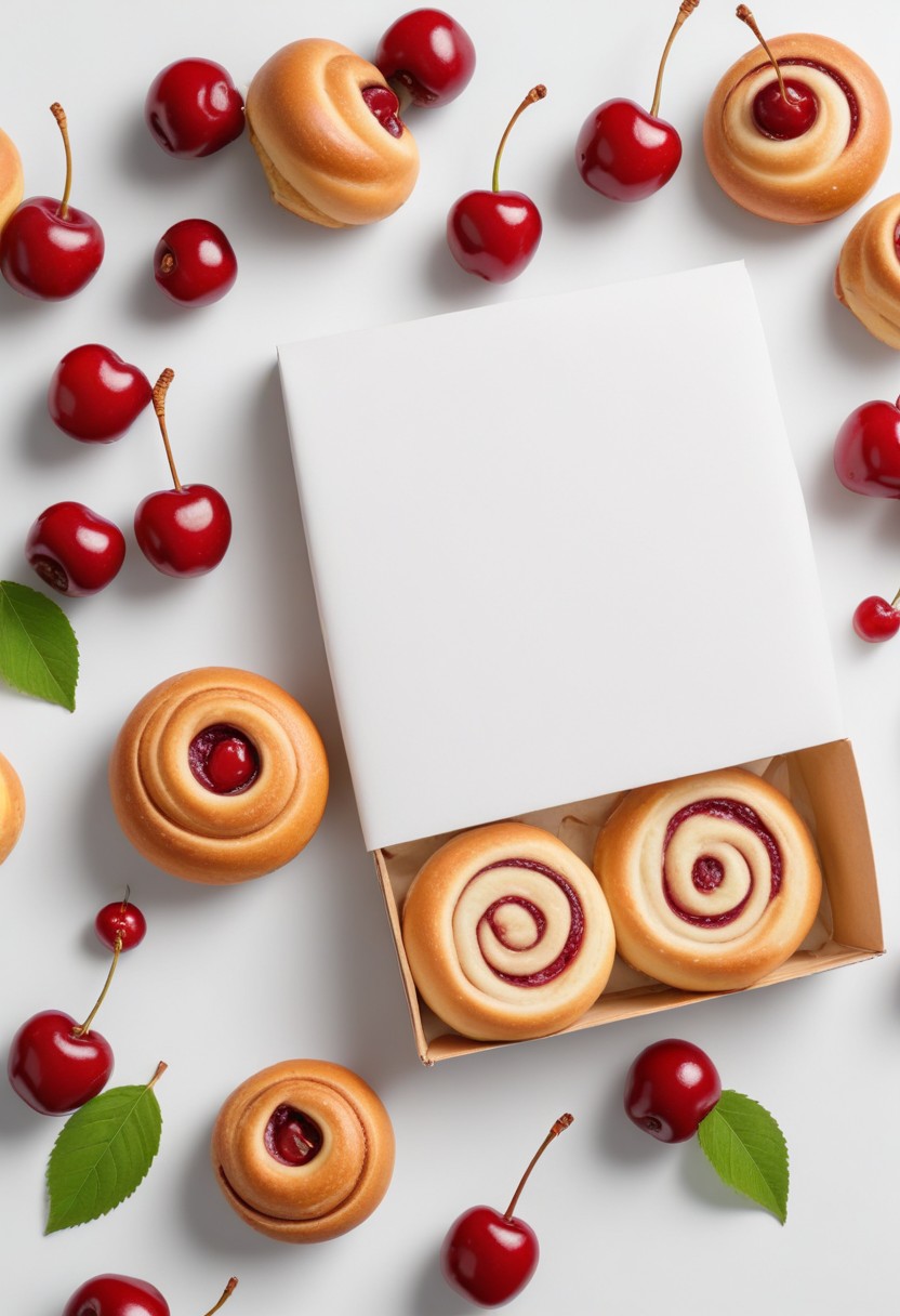 Cherry pastries in a box Cherry pastries in a box