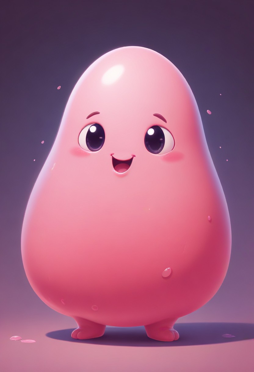 Pink cartoon creature smiling Pink cartoon creature smiling