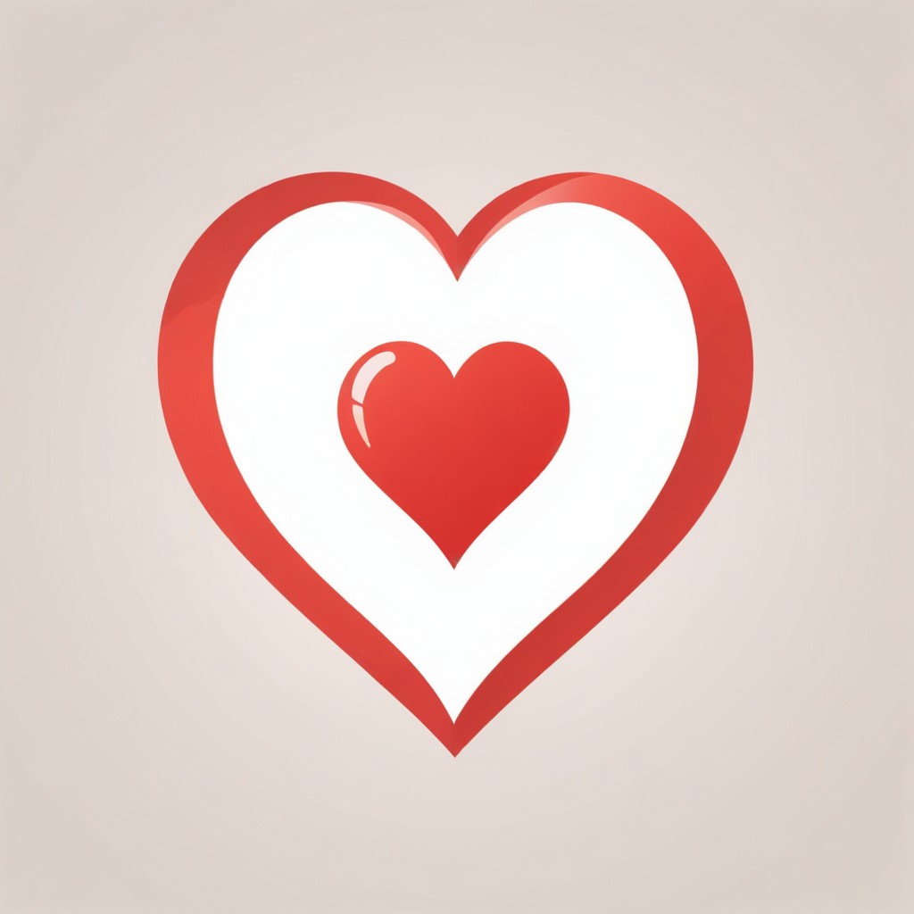 Red heart within white heart illustration Red heart within white heart illustration