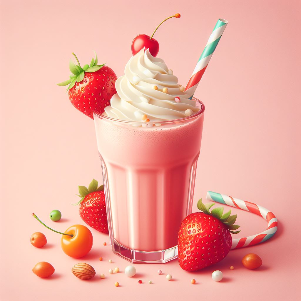 Strawberry milkshake with whipped cream Strawberry milkshake with whipped cream