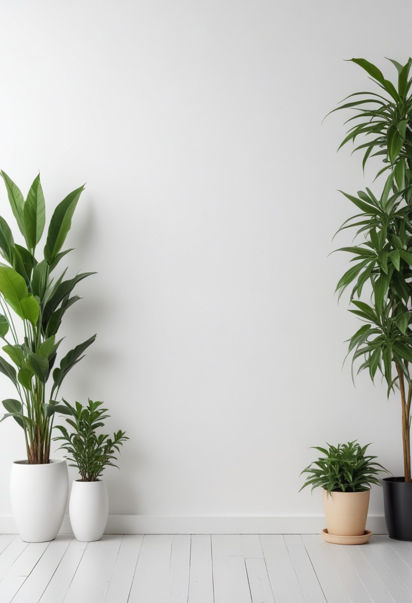 White wall with houseplants White wall with houseplants