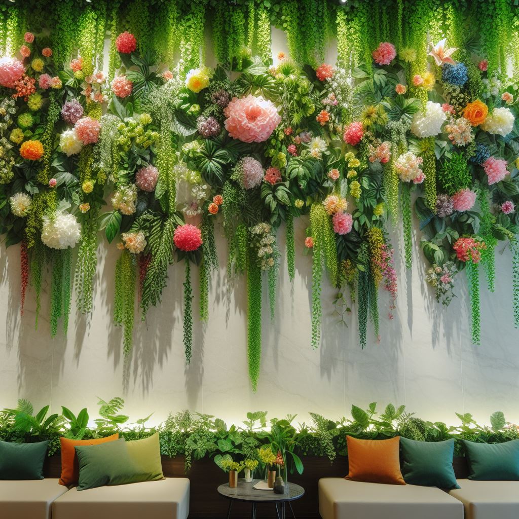 Floral wall decor in a modern lobby Floral wall decor in a modern lobby