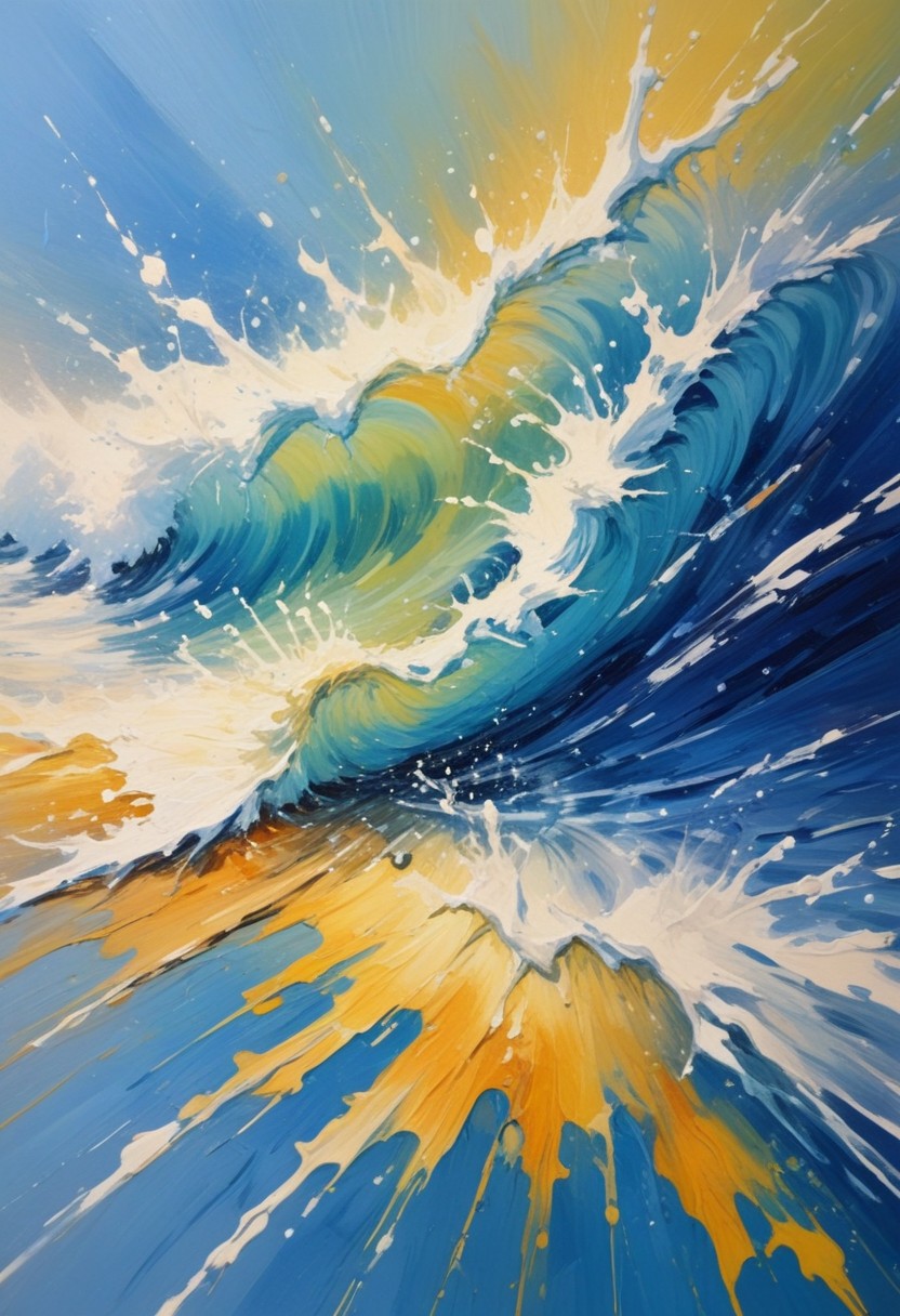 Blue ocean wave painting Blue ocean wave painting